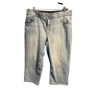 Lane Bryant Denim Capris Medium Wash Size 18 Stretchy Comfy Casual Beachy